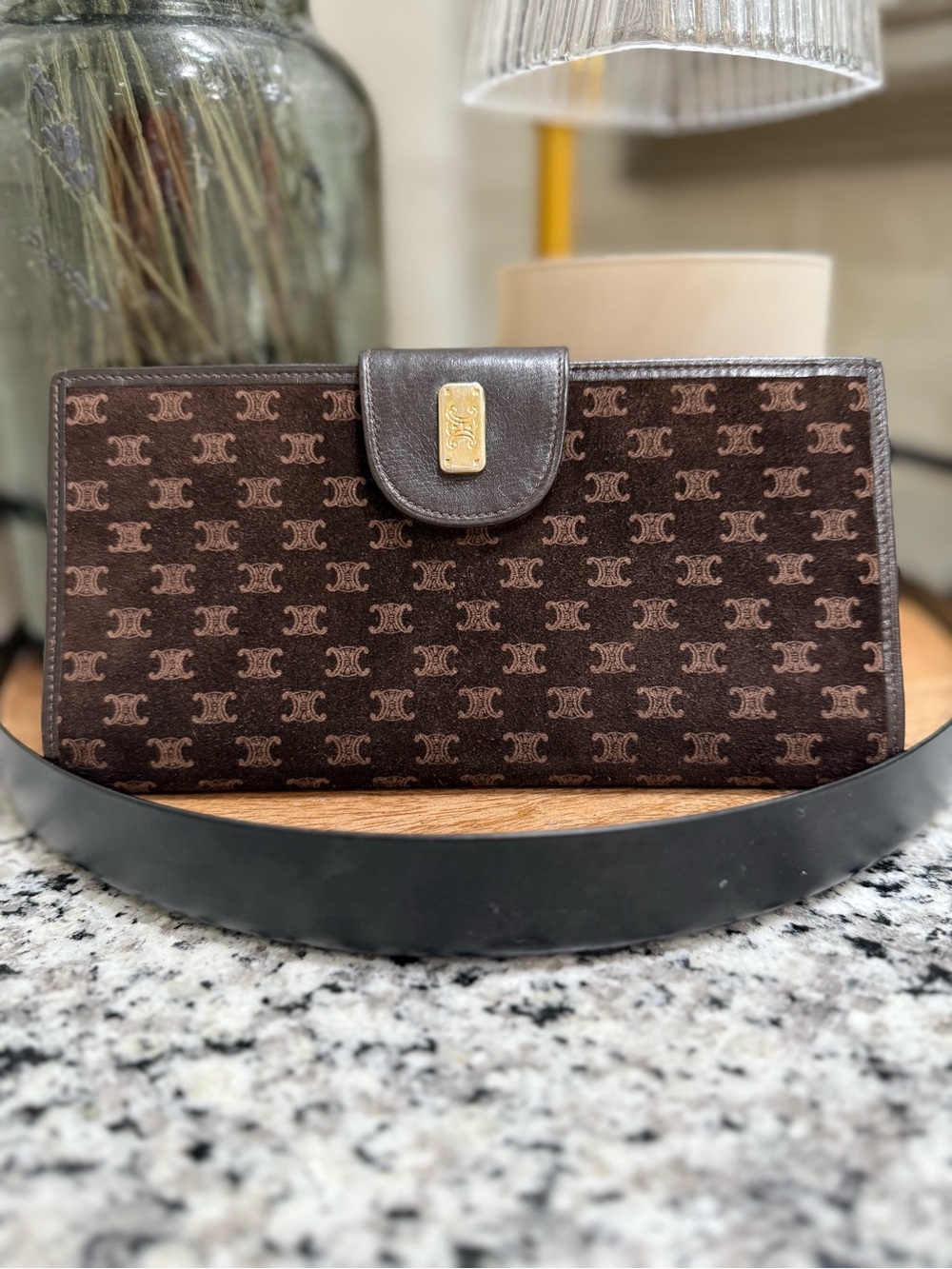 Celine Brown Suede Long Wallet - Picture 2 of 7